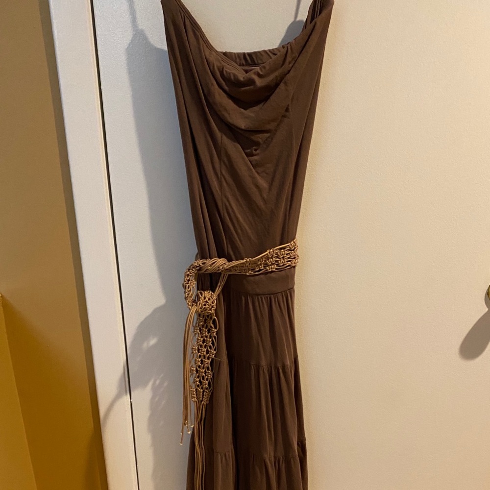 Strapless brown cotton dress
